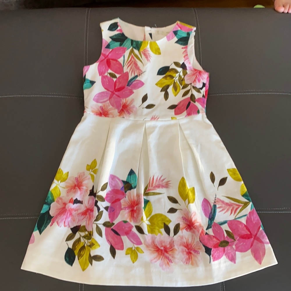 Zara Ivory Floral Girl’s Linen Party Dress